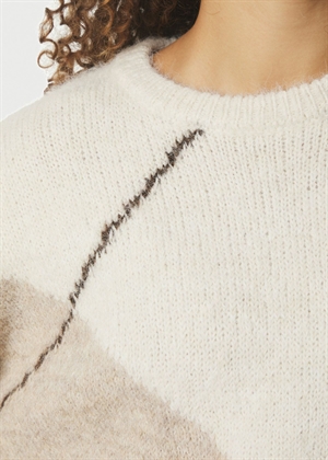 Inga check fluff knit Creme Neo Noir